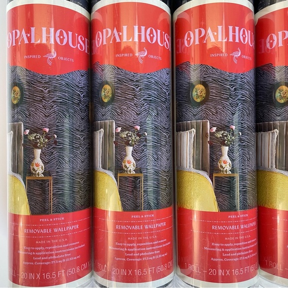 4 Rolls Opalhouse Wallpaper Zebra Black Blue Grey Bohemian Glam Peel and Stick - Picture 5 of 9